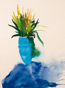 蓝色花瓶，2016（水彩画）