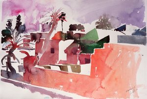 马拉喀什 1（纸面水彩画） 作者 西蒙·弗莱彻
