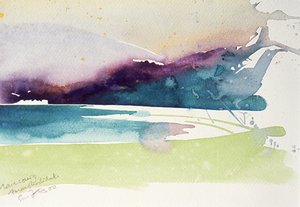 雨来天桥立，2000 年（水彩画） 作者 西蒙·弗莱彻