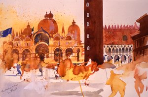 会议，圣马可，2006 年（纸面水彩画） 作者 西蒙·弗莱彻