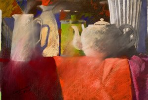 从绿色到红色，2002（粉彩）