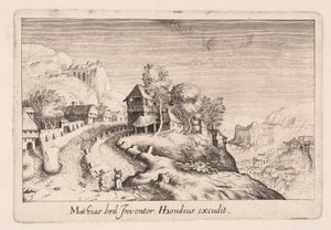 山间小路穿村而过的风景，选自《各地地形图》（Topographia Variarum Regionum