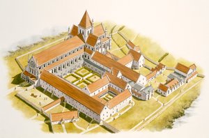 比兰修道院鸟瞰图（纸面水彩画）