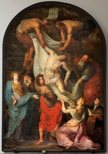 教区教堂（Sint-Walburgakerk）。油画 "十字架的下降"。Simon De Pape。PPRubens 的副本。17 世纪中叶。