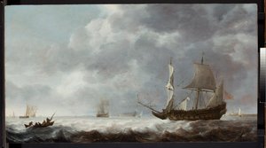 海浪，荷兰港口附近的微风，约1640年