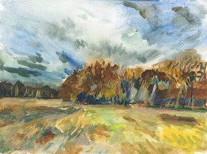 里士满公园，2018（纸上水彩） 作者 西蒙·内维尔