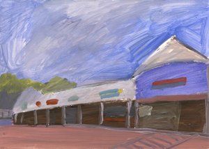Strip Mall 4，2023 年（丙烯酸纸张） 作者 西蒙·内维尔