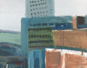 旺兹沃思城市景观 5，2009 年（布面丙烯和石墨） 作者 西蒙·内维尔