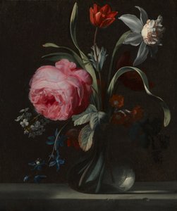 花瓶中的花，约 1669 年（木板油画） 作者 西蒙·佩特斯·韦雷斯特