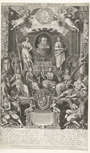 腓特烈-亨利作为宗教和自由的保护者，1628 年
Liberum Belgium（物品上的标题） 作者 阿德里安·范尼兰特 (I)