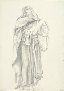 披肩男性（素描本 #2614） 作者 爱德华·伯恩·琼斯爵士