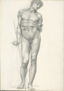 左手拿金苹果的巴黎，特洛伊三联画（素描本 #2638） 作者 爱德华·伯恩·琼斯爵士