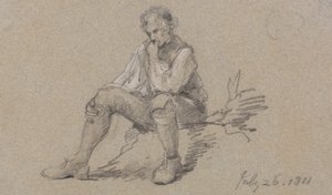男人坐着 作者 George Howland Beaumont 爵士第七世男爵