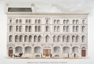 伦敦市Billiter街的商业场所景观，1875年 作者 约瑟夫·考斯顿爵士和儿子