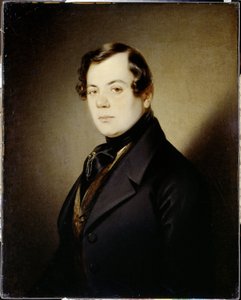 诗人弗拉基米尔·格里戈里耶维奇·贝内迪克托夫 (1807-1873) 的肖像（诗人弗拉基米尔·G·贝内迪克托夫的肖像） - Peinture de Sandor Kozina (1808-1873)，huile sur toile (67x54 cm)，约 1840 年 - A. 普希金纪念博物馆，圣。 圣彼得堡（俄罗斯） 作者 Sándor Kozina