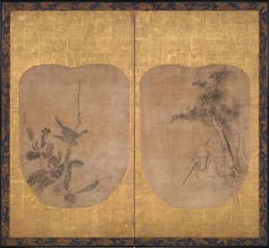 道教圣人在树下，鹰在枝头，17世纪中期。 作者 曾我日光馆