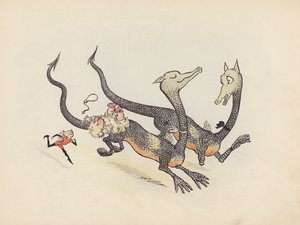 S Rosamond Praeger 为《小双龙》绘制的插图（彩色石版画）