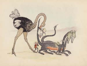S Rosamond Praeger 为《小双龙》绘制的插图（彩色石版画）