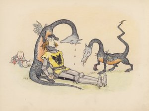 S Rosamond Praeger 为《小双龙》绘制的插图（彩色石版画） 作者 索菲亚·罗莎蒙德·普拉格