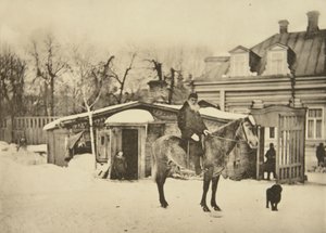 俄罗斯作家列夫·托尔斯泰（Leo Tolstoy）骑马，莫斯科，俄罗斯，1900年代 作者 索菲亚·安德列夫纳（Sophia Andreevna Tolstaya）
