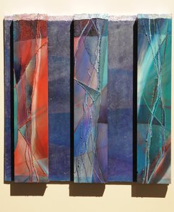 马奇》，2007 年（镶板、颜料、银镀金、织物、大理石粉、纹理、树脂）