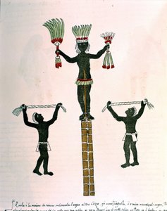 Codex Vaticanus 3738（Codex Vat. Rios.）中的阿兹特克游戏。多米尼加人佩德罗-德洛斯-里奥斯的手稿传真，1570至1589年间，Bibl.梵蒂冈。 作者 西班牙语学校