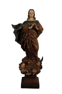 Carved wood sculpture of the Madonna of the Immaculate Conception, Spain, c.1750 (wood) 作者 西班牙语学校