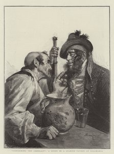 “确认合同”，萨拉曼卡一家西班牙酒馆的场景（版画） 作者 西班牙语学校