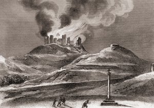 1835年在西班牙韦斯卡，蒙特纳拉贡修道院的火灾（石印） 作者 西班牙语学校
