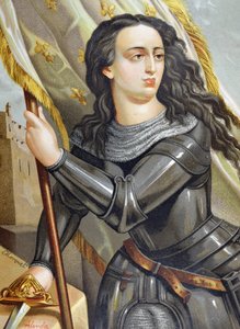 圣人乔安（JOAN OF ARC）（1412-1431）。百年战争期间的法国女英雄。胡安-兰达-塞克斯（Juan Landa Seix）创作的《名流的男人和女人》插图。 作者 西班牙语学校