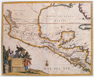 新西班牙，新加利西亚和危地马拉地图，1625年