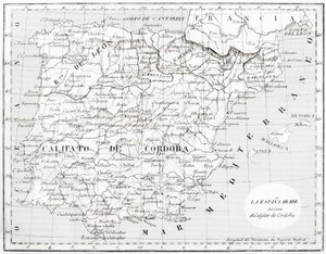 Map of Spain showing Caliphate of Cordoba 作者 西班牙语学校