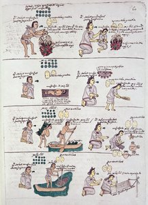 来自Codex Mendoza的页面，显示分配给儿童的纪律和琐事，墨西哥，c.1541-42 作者 西班牙语学校