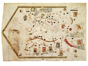 Gabriel de Vallseca 的 Portolan 图表 作者 西班牙语学校