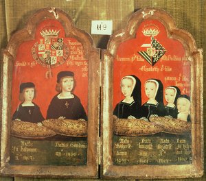 菲利普一世的孩子们的肖像（1478-1506）卡斯蒂利亚的英俊和乔安娜&39;疯狂&39;（1479-1555）（面板上的蛋彩画） 作者 西班牙语学校