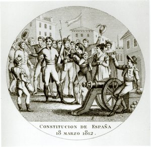 1812年3月18日由爱国者宣布自由宪法，由科尔特斯在加的斯颁布 作者 西班牙语学校