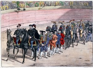 发布quadrille，西班牙的corrida，光刻sd。 19世纪 作者 西班牙语学校