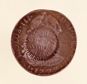 来自西班牙的银币（8 雷亚尔）：查理三世统治时期（1759-1788 年）。 1777 年，带有 1787 年的标记。直径。 3.9 厘米那不勒斯，考古博物馆 作者 西班牙语学校