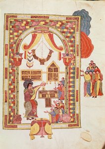 耶路撒冷圣殿，来自St. Isidores的Visigothic-Mozarabic Bible，fol.50r。，AD 960（牛皮纸上的蛋彩画）