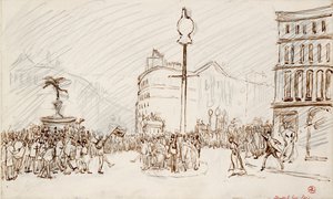 街景--皮卡迪利广场，约1900年代 作者 斯宾塞·戈尔