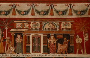 壁画描绘Subdharama寺，Dehiwala（壁画）的一个singhalese房子 作者 斯里兰卡学校
