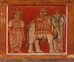 在Subdharama寺，Dehiwala（壁画）的大象壁画 作者 斯里兰卡学校