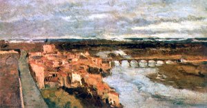 村庄与桥梁景观，c1855-1892 作者 斯坦尼斯拉斯·勒平