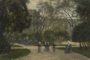 巴黎杜乐丽花园的修女和女学生，1870年代至1880年代 作者 斯坦尼斯拉斯·勒平