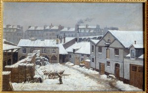 雪下的巴黎郊区 绘画作者 Stanislas Lepine (1835-1892) 19 世纪 Sun。 0.26x0.43 m 鲁昂，美术博物馆