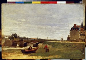 "有桥的风景" Stanislas Lepine（1836-1892 年）的画作 1870 年 尺寸：26x39.5 厘米 圣彼得堡艾尔米塔什博物馆