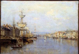 鲁昂港的景色 由 Stanislas Lepine (1835-1892) 绘画 19 世纪兰斯，Musee des Beaux Arts