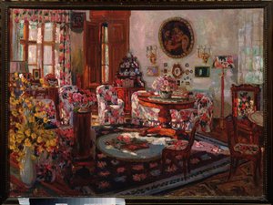 布拉索沃豪宅的内部。 斯坦尼斯拉夫·尤利安诺维奇·朱可夫斯基 (Zhukovsky) (1873-1944) 绘画，布面油画 作者 斯坦尼斯拉夫·朱利安诺维奇·茹科夫斯基