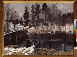 春天Stanislav Yulianovich Zhukovsky（茹科夫斯基）（1873-1944 年）的画作，布面油画。俄罗斯艺术，20 世纪早期，新艺术，现代主义。卡累利阿共和国国家艺术博物馆，彼得罗扎沃茨克（俄罗斯）。 作者 斯坦尼斯拉夫·朱利安诺维奇·茹科夫斯基