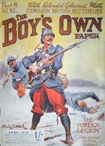 一战中的法国外籍军团，《男孩报》的封面，1918年6月（彩色平印）。